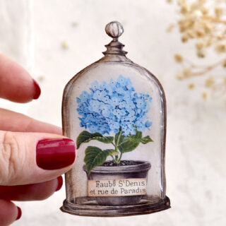 blue hydrangea cloche sticker