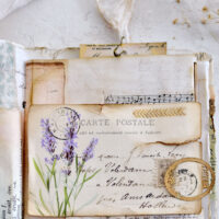 vintage junk journal lavender postcard