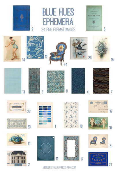 Blue Hues Ephemera image list