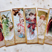 Christmas bookmarks with torn paper