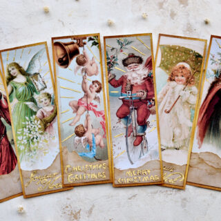 Christmas bookmarks with torn paper