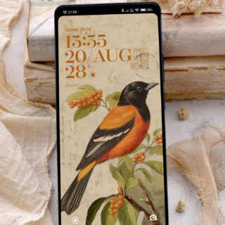 Fall Wallpapers for iPhone - vintage bird