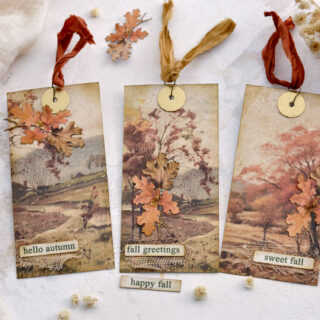 fall landscape tags in earthy tones