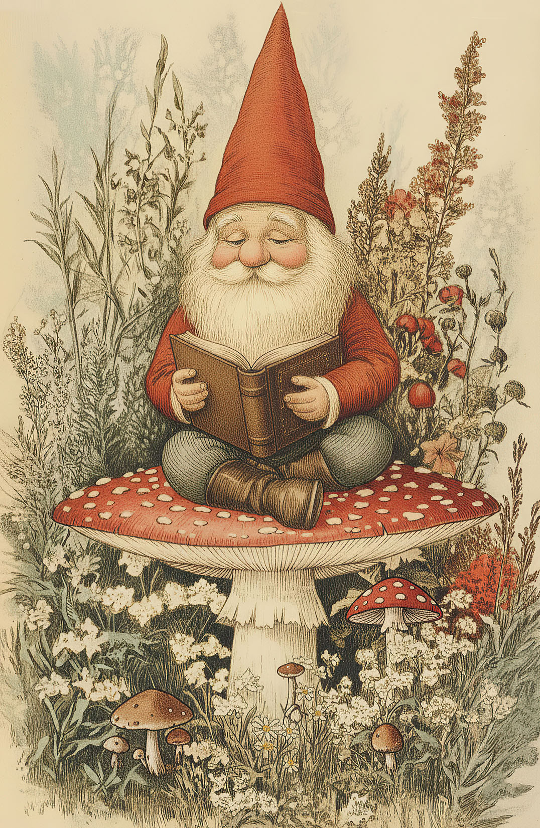 Gnome reading a book