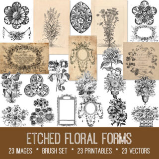 Etched Floral Forms Graphics
