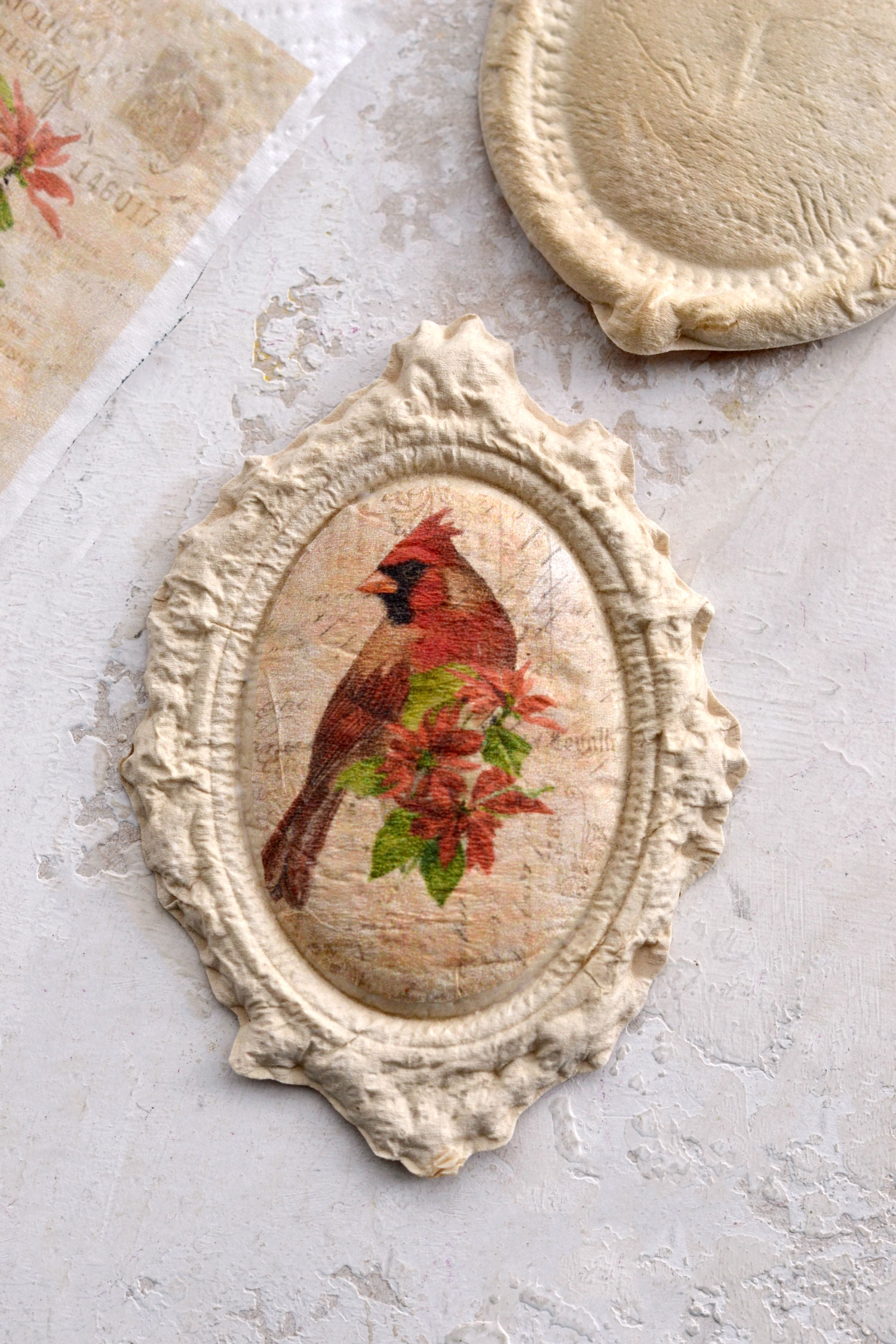 gluing the printed napkin