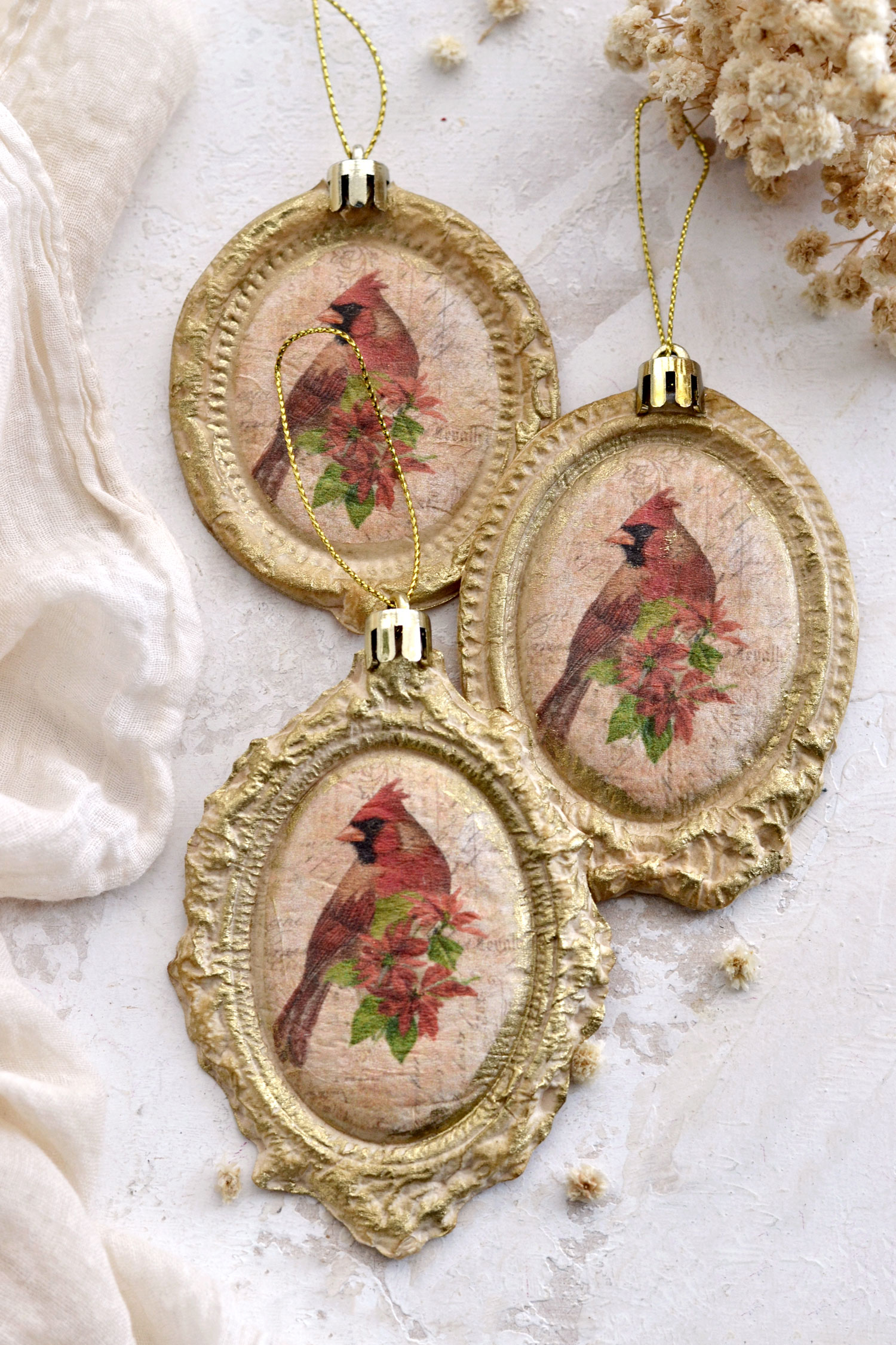 DIY Christmas bird paper ornaments