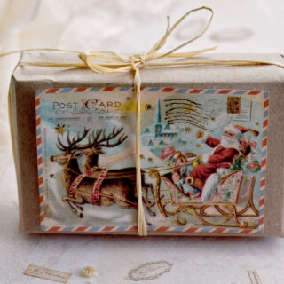 Vintage Christmas postcards for gift wrapping