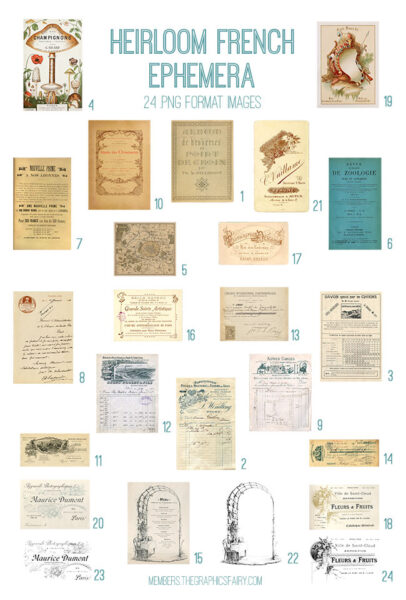 Heirloom French Ephemera List