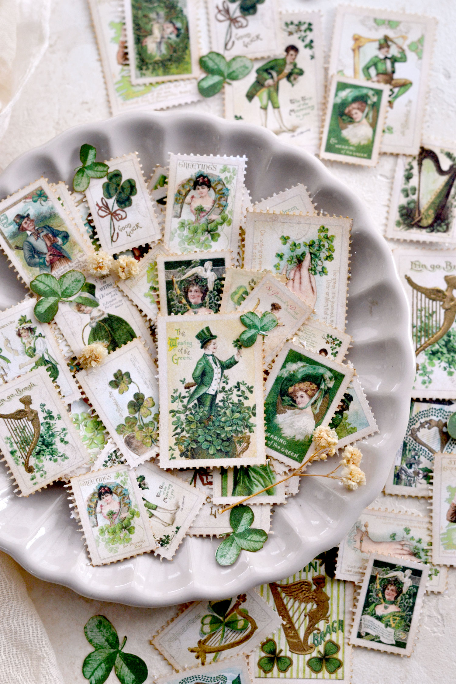 St. Patrick's day faux postage stamps