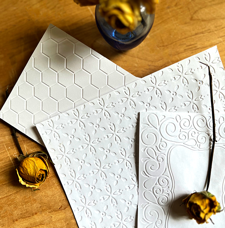 Debossed cardstock - the recessed side of embossing