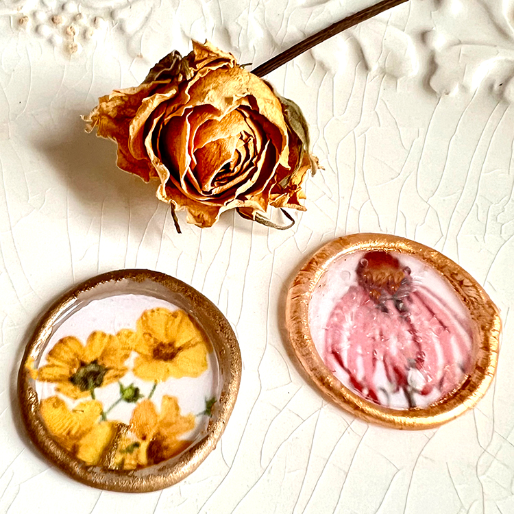 TGF image wax seals with dried flowers