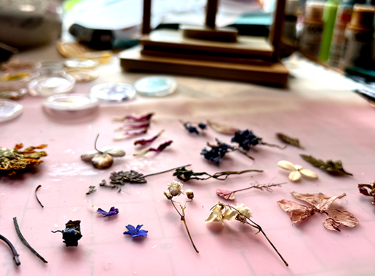 flowers on mat