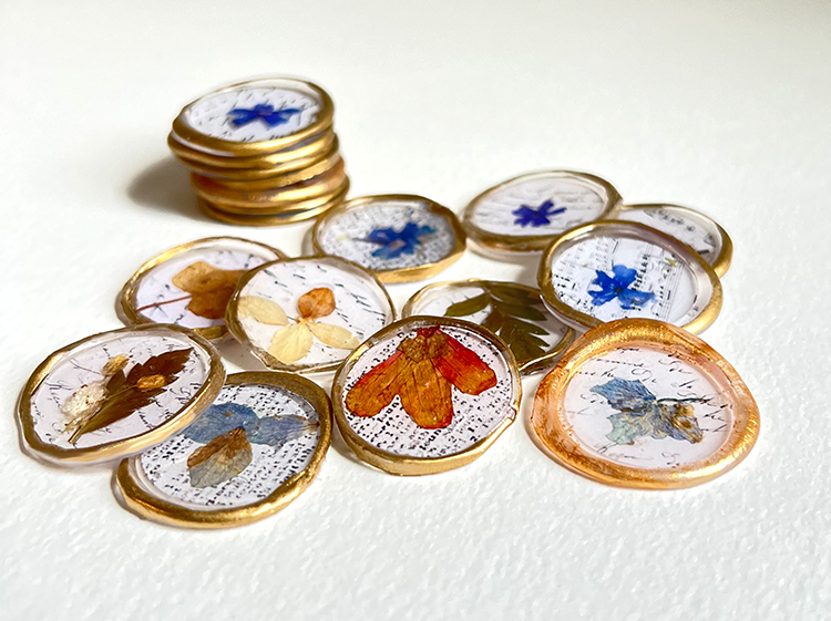 Paper background seals stacked