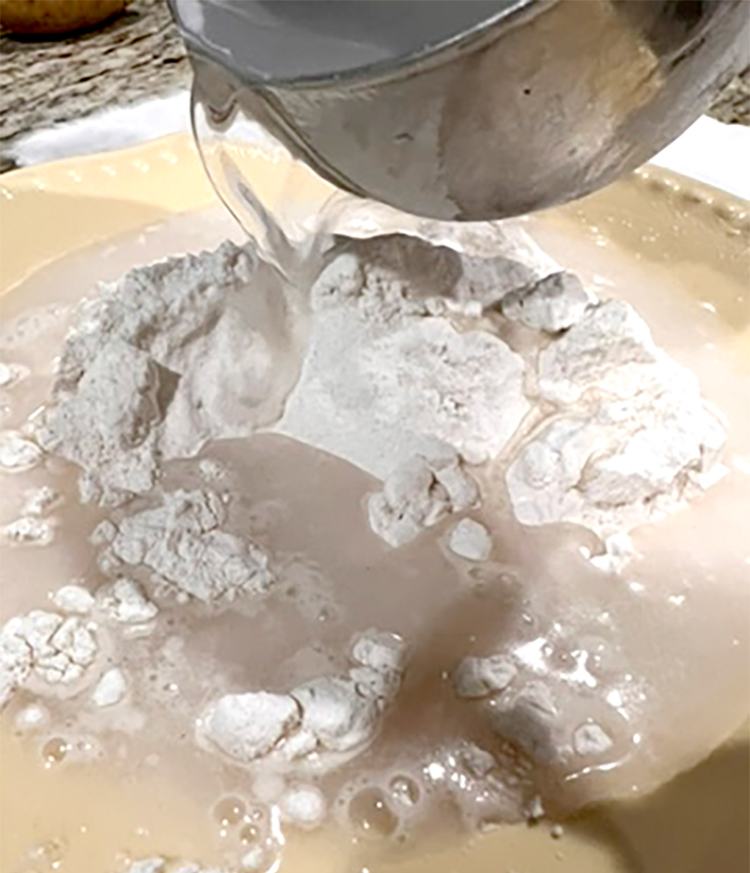 Add water to flour 1:1 ratio