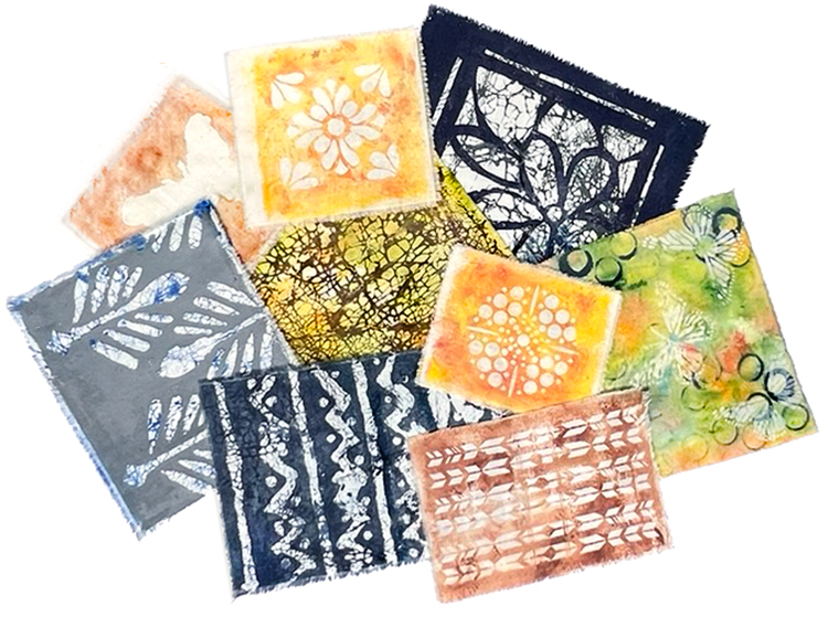 DIY No Wax Batik Art Fabric samples
