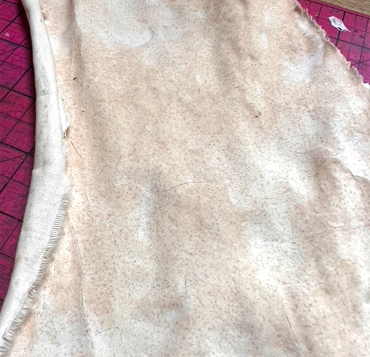 Flour paste dried on fabric