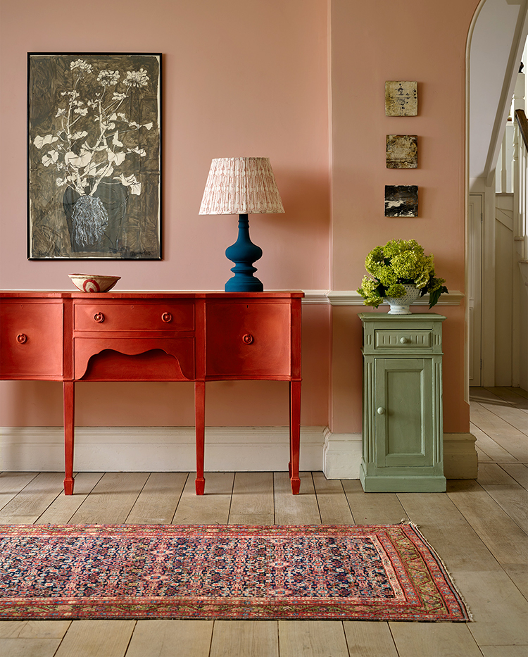 Red painted Console table