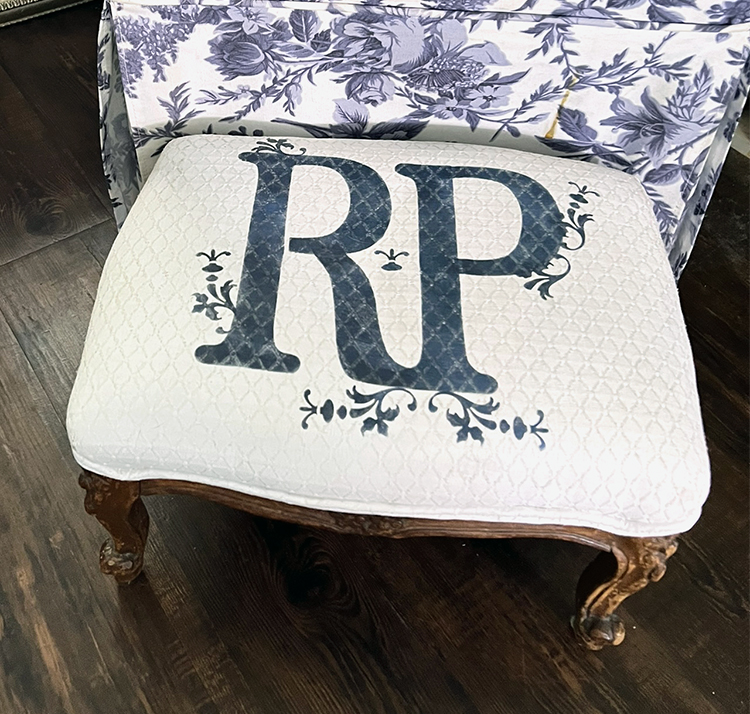 Painted and stencilled fabric