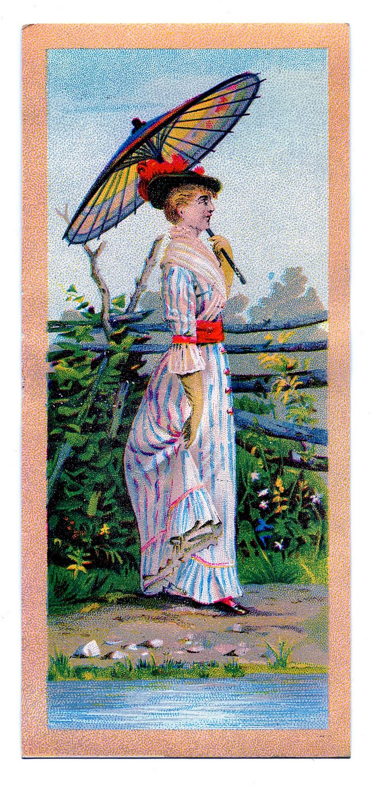 Vintage Clip Art Victorian Lady with Parasol The