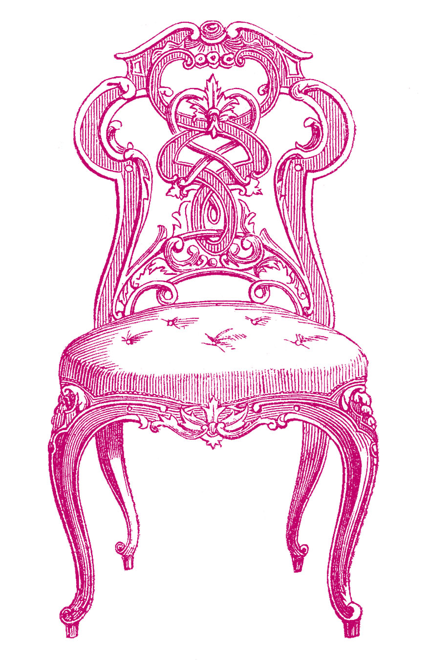 Vintage Clip Art - Pretty Paris Tufted Chairs - The 