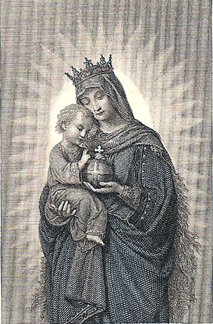 Vintage Clip Art - Extraordinary Holy Card - Madonna and Child - The