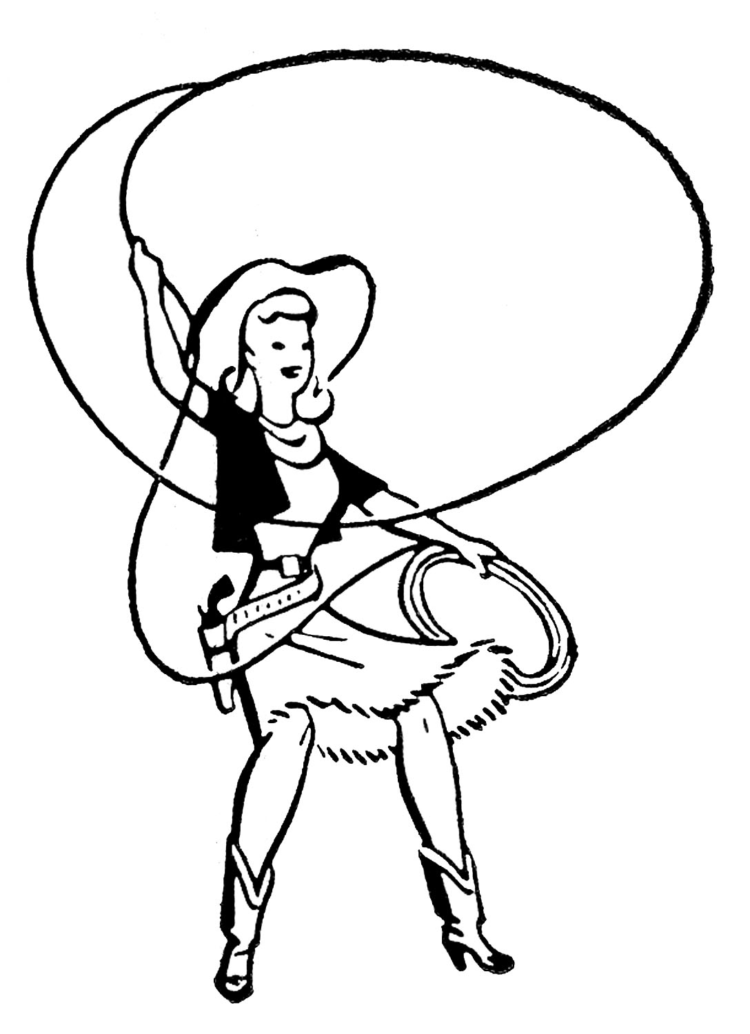 Retro Clip Art - Cute Cowgirls - The Graphics Fairy