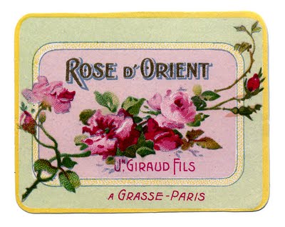 Vintage Graphic French Soap or Perfume Label Rose 
