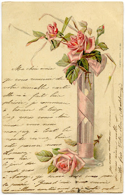 Romantic French Image Pink Roses Handwriting The Graphics Fairy