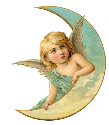 Angel with Crescent Moon Graphic