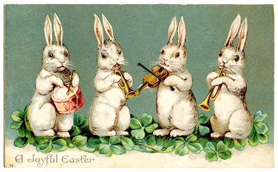 Easter Clip Art - Musical Bunnies - The Graphics Fairy