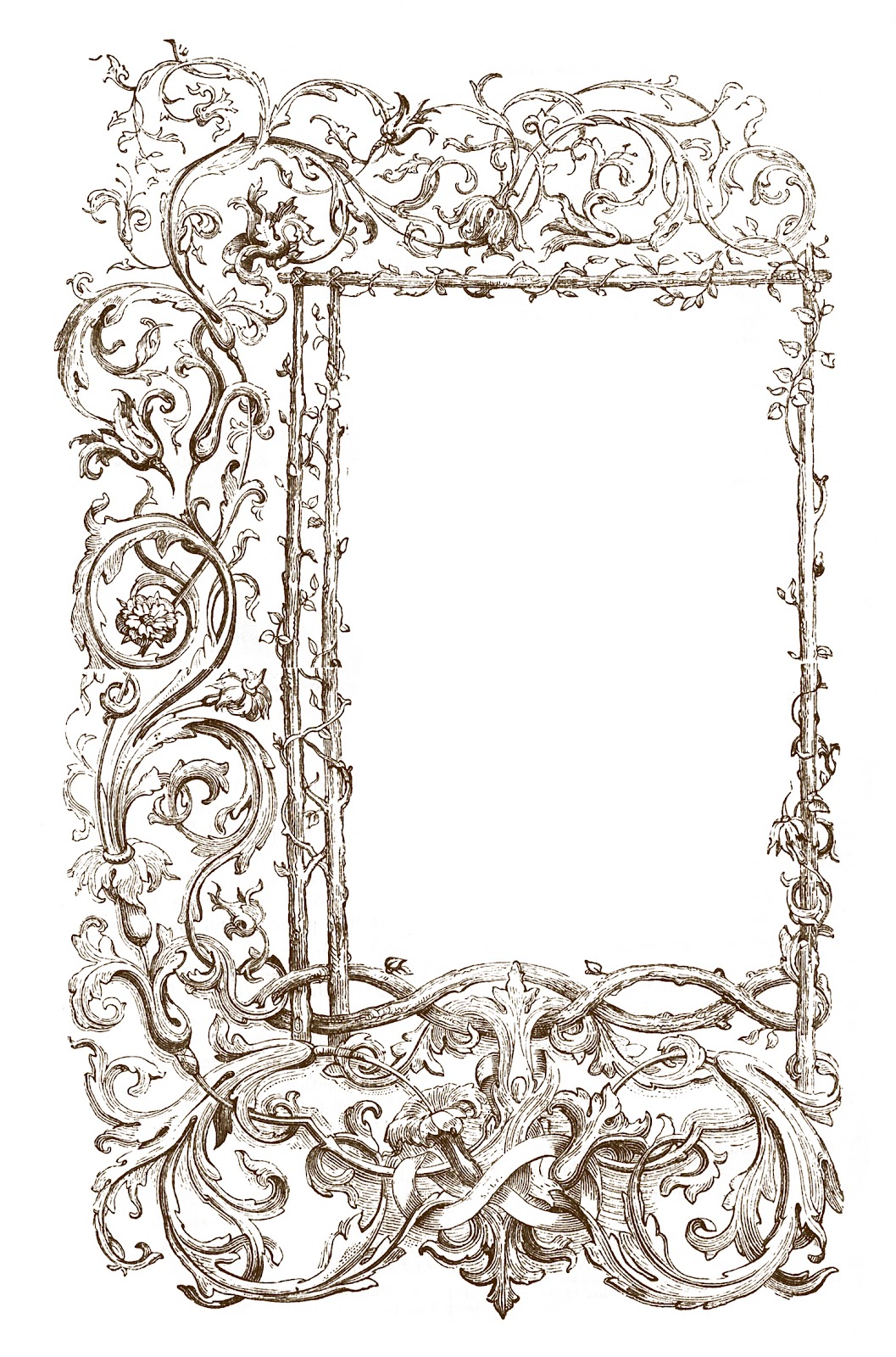 Vintage Clip Art - Faux Bois Frames with Scrolls - The Graphics Fairy