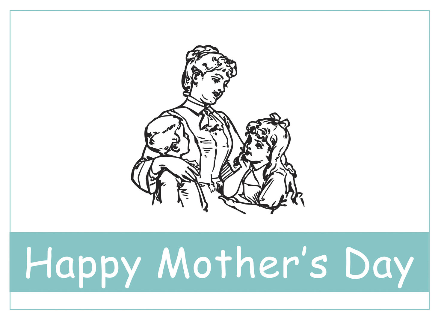 Kids Vintage Printable – Mother s Day Card to Color