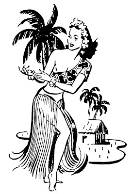 Retro Clip Art - Hawaiian Ladies - Dancers - The Graphics Fairy