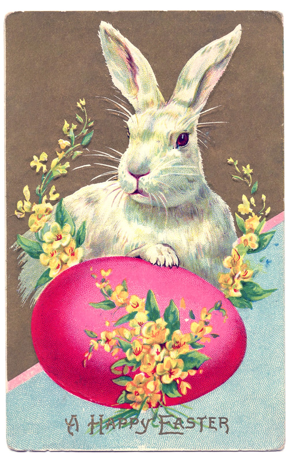 Vintage Easter Clip Art Big Bunny with Egg The