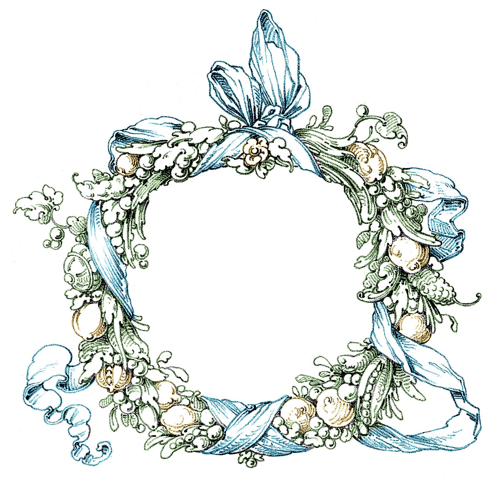 Vintage Clip Art - Fab Ornate Wreath - Frame - The Graphics Fairy