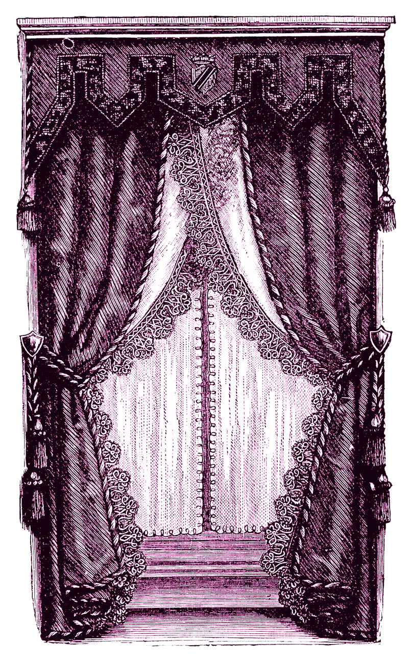 Vintage Clip Art - Fancy Victorian Curtains -Draperies - The Graphics Fairy
