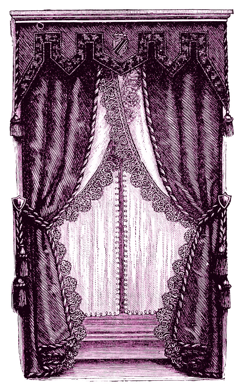 Vintage Clip Art Fancy Victorian Curtains Draperies 