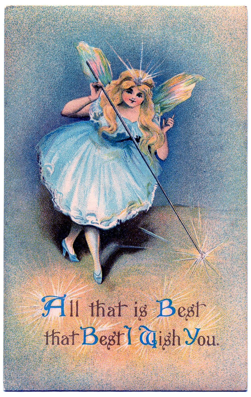 Vintage Image - Pretty Fairy with Blue Dress - The Graphics Fairy