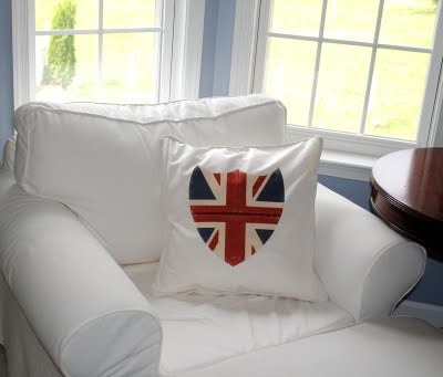 Union Jack Pillow displayed on Chair