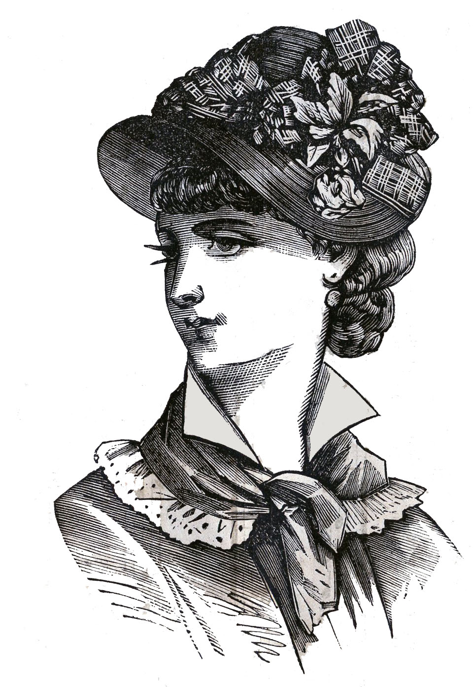 Victorian Clip Art - 3 Hat Wearing Heads - Ladies - The Graphics Fairy