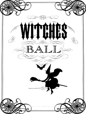 Witches Ball Halloween Printable with Witch on Broom