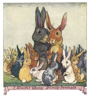 Vintage Easter Clip Art - Easter Bunny with Family - The Graphics Fairy