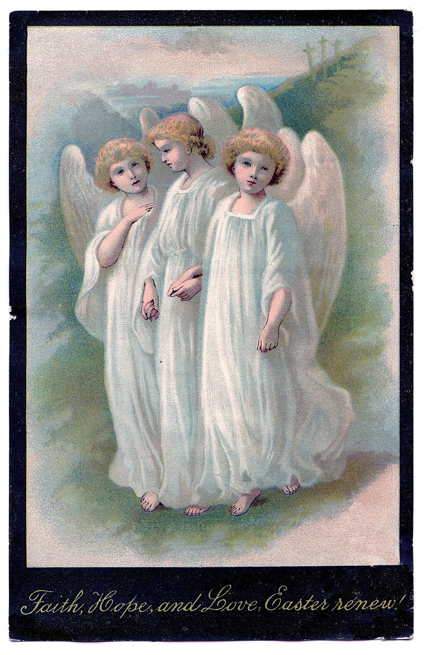 Vintage Easter Clip Art - 3 Beautiful Angels - The Graphics Fairy