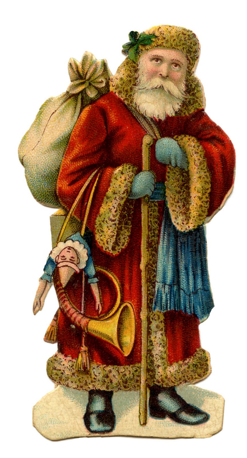 Victorian Christmas Clip Art - Old World Santa - The Graphics Fairy