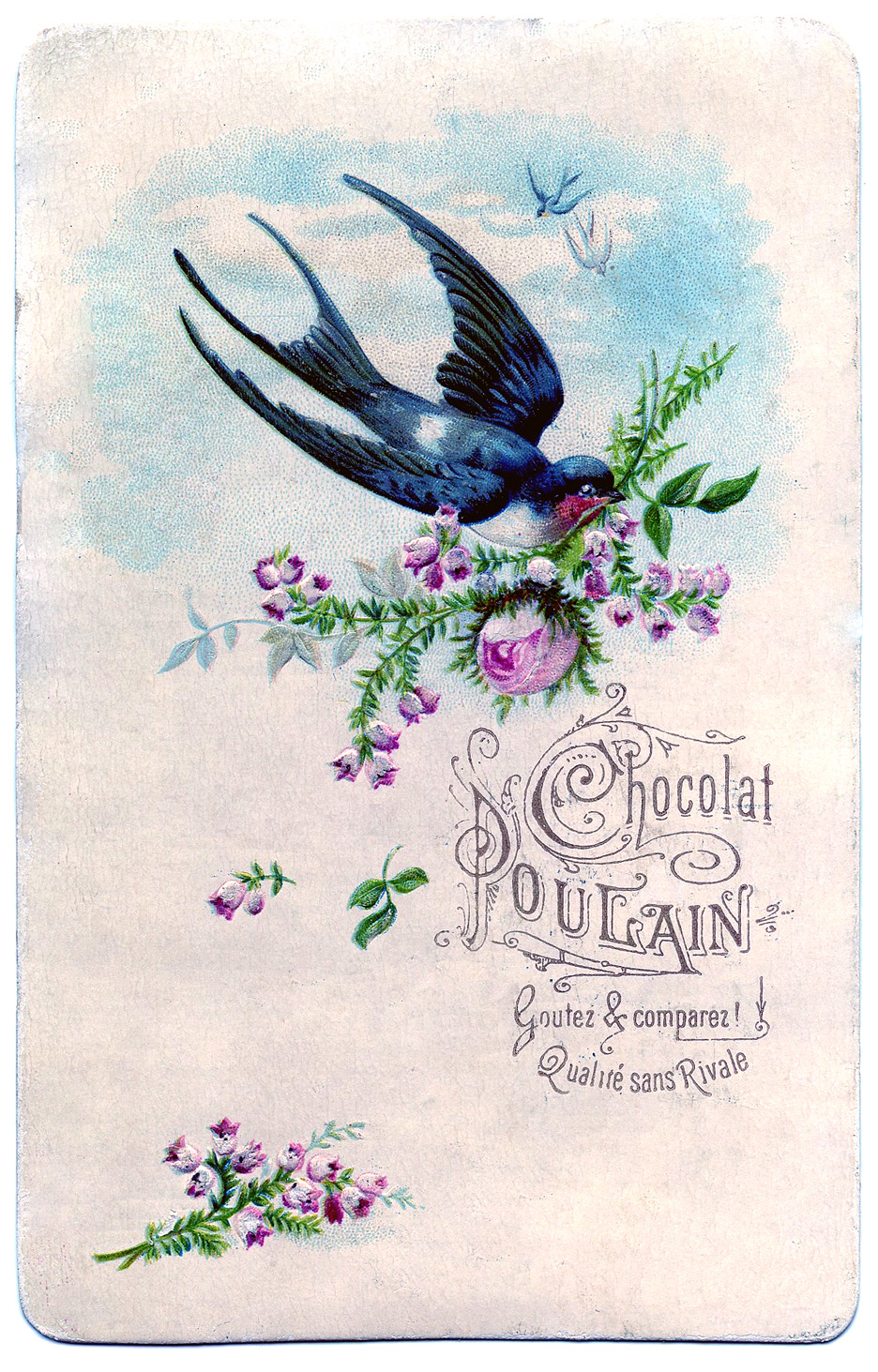 Vintage Clip Art - Pretty Swallow with Roses - The Graphics Fairy