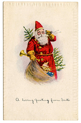 Vintage Christmas Clip Art - Santa with Toys - The Graphics Fairy
