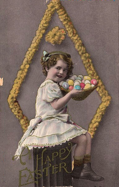 Vintage Easter Graphic- Girl w/ Basket of Eggs - The 