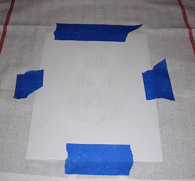 Transfer Printable taped to towel