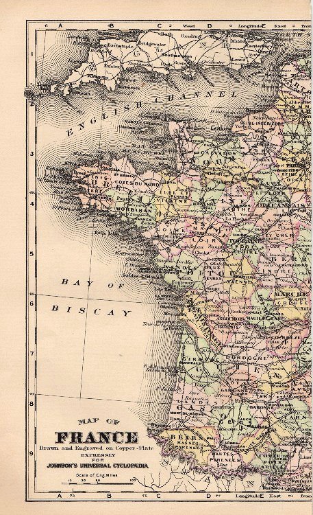 Vintage Map Of France 2 Parts The Graphics Fairy